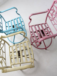 set of 3 vintage metal swivel patio chairs