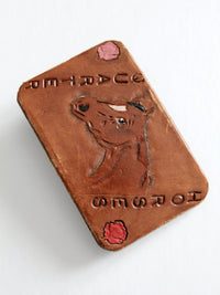 vintage leather horse buckle