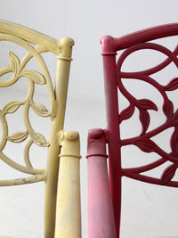 set of 3 vintage metal swivel patio chairs