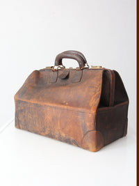 antique early 20th century leather doctor’s bag