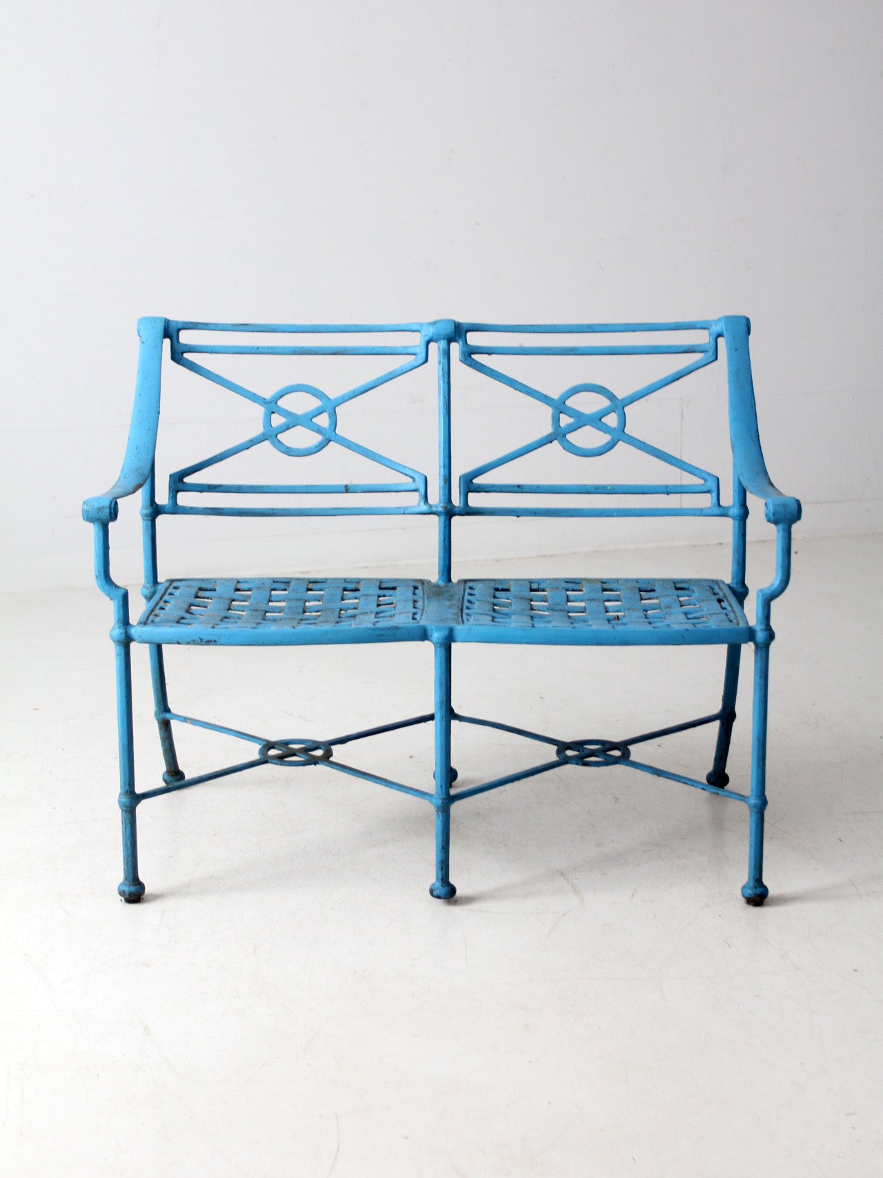 mid-century iron garden bench