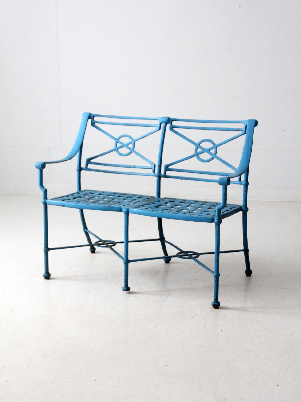 mid-century iron garden bench
