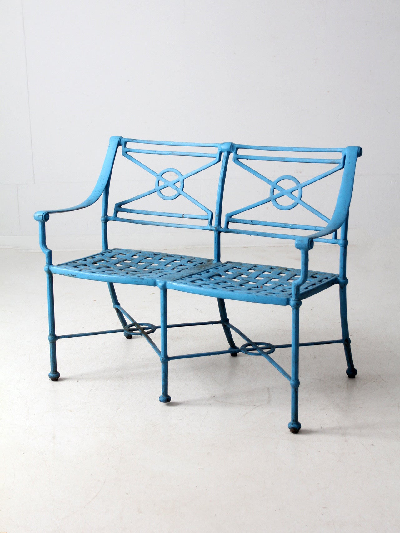 mid-century iron garden bench