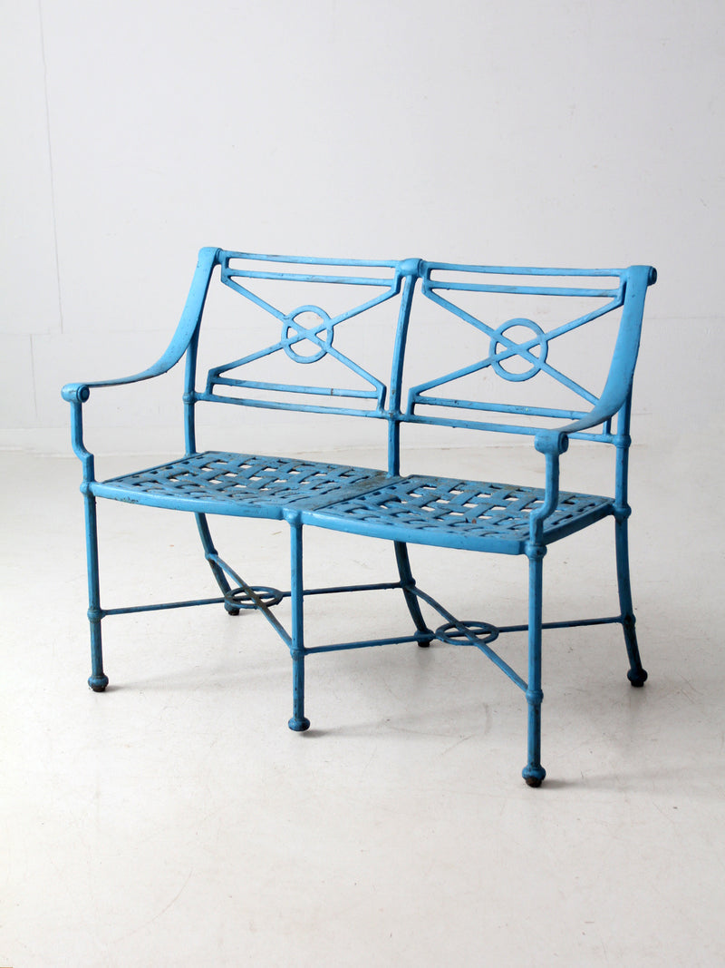 mid-century iron garden bench