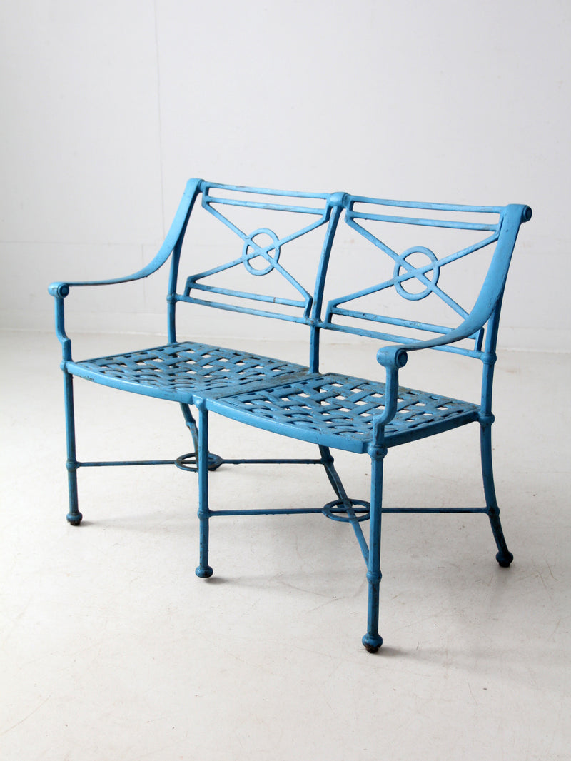 mid-century iron garden bench