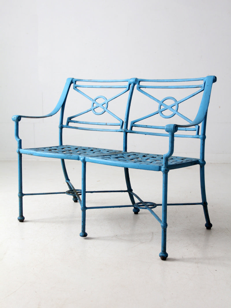 mid-century iron garden bench