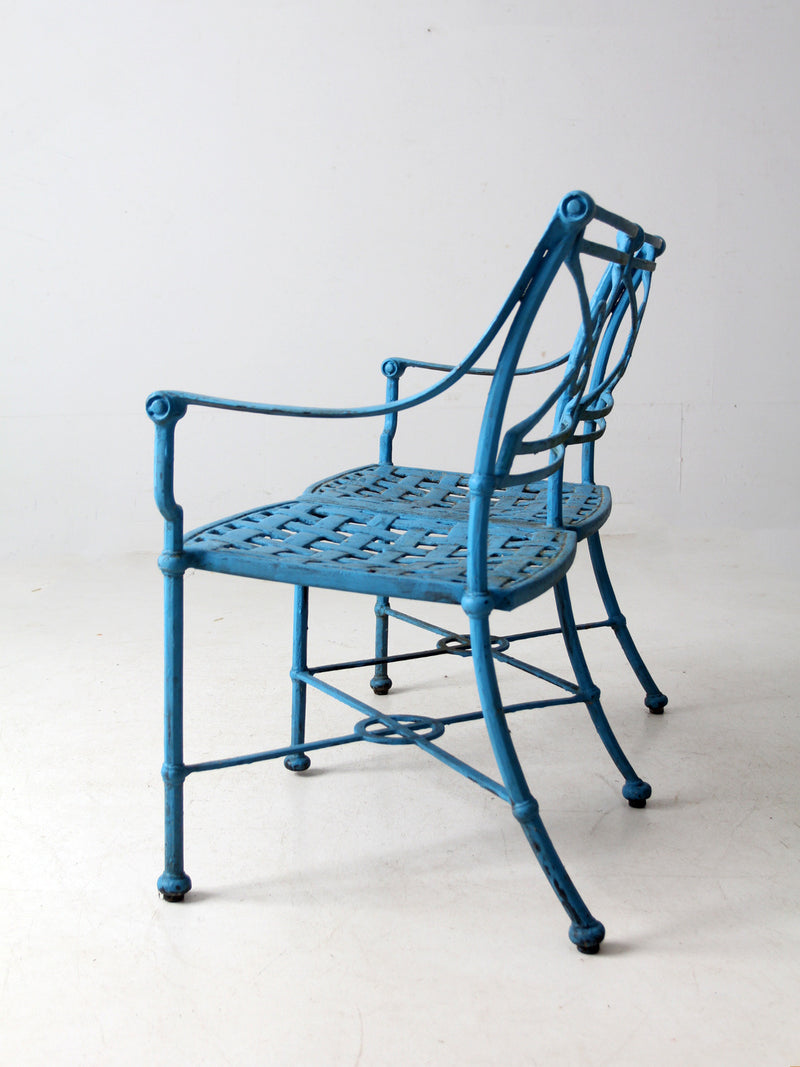 mid-century iron garden bench