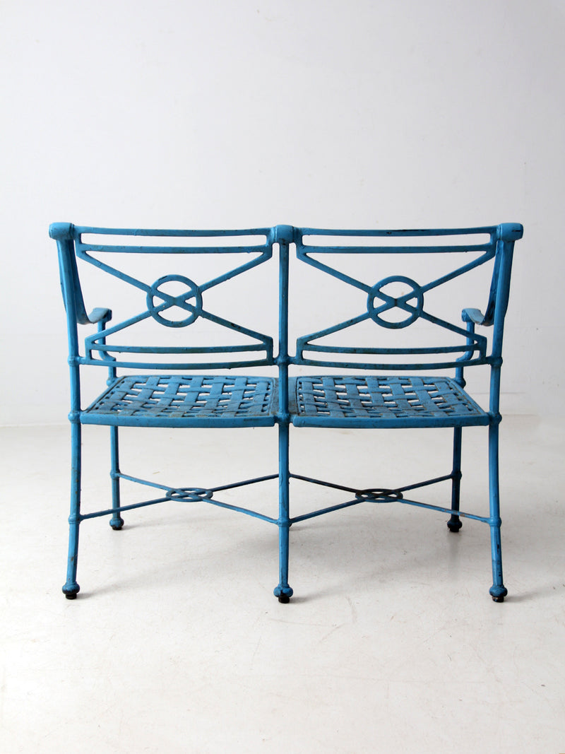 mid-century iron garden bench