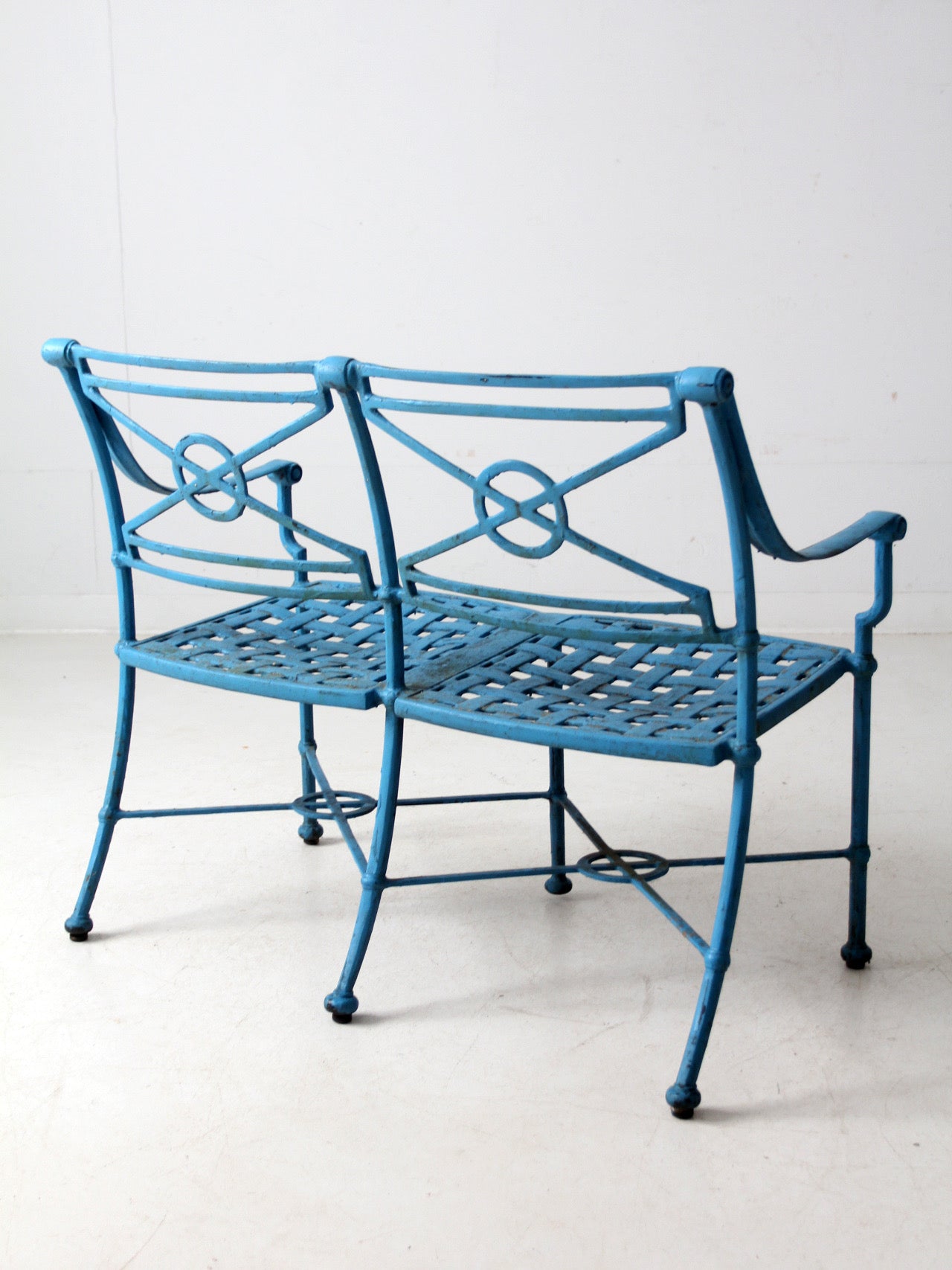mid-century iron garden bench