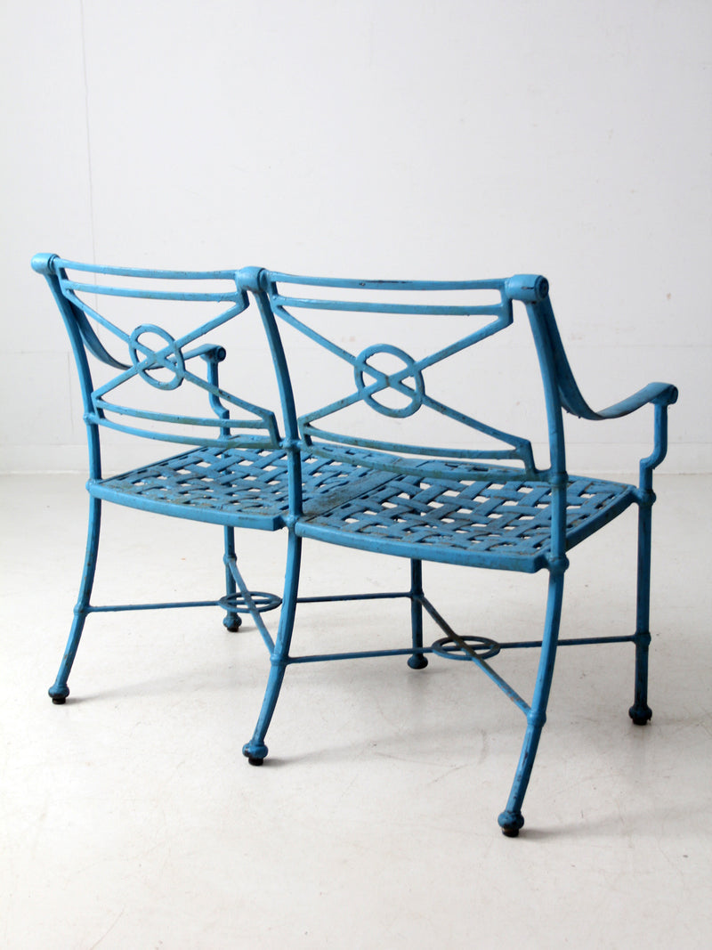 mid-century iron garden bench