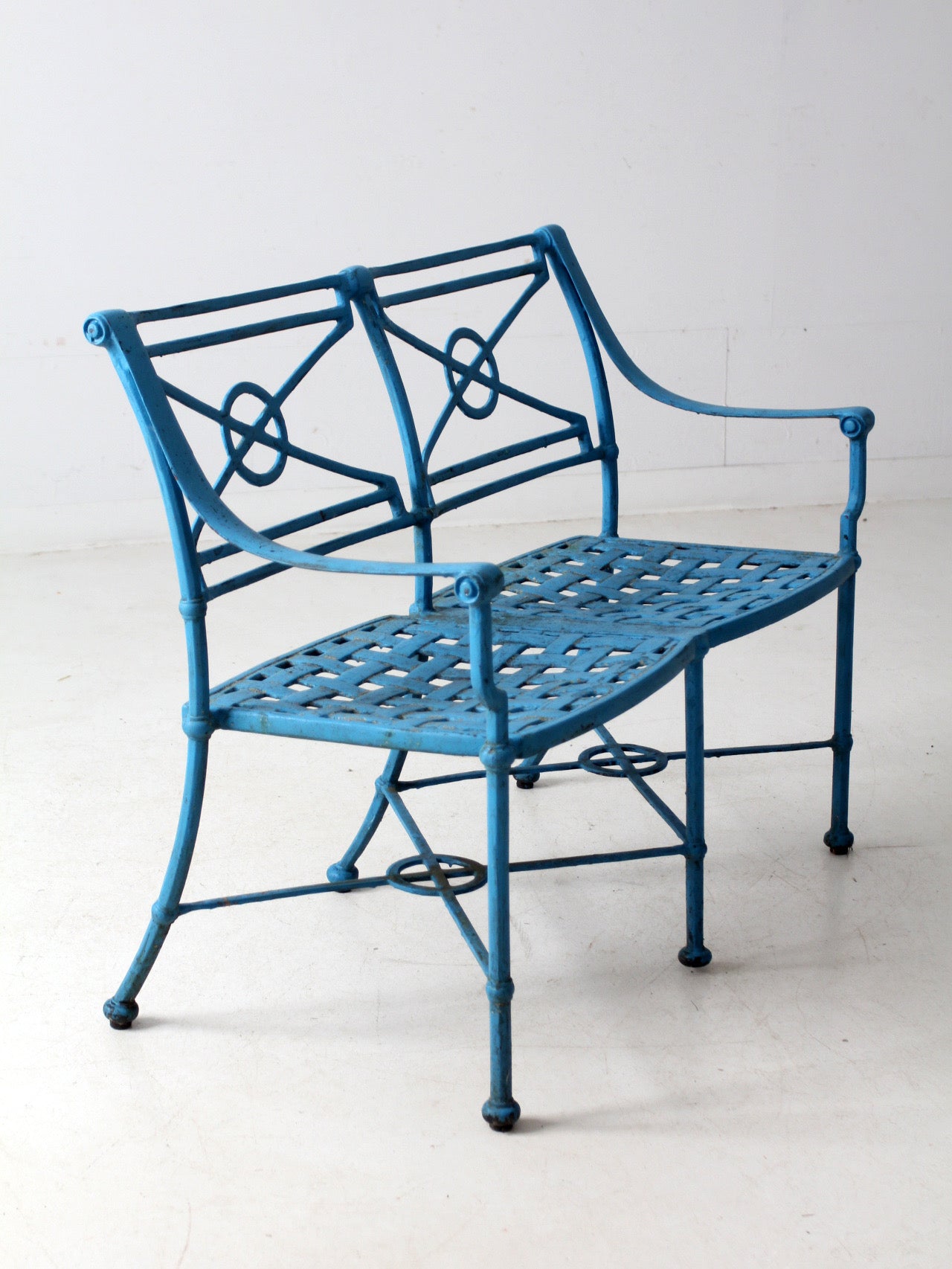 mid-century iron garden bench