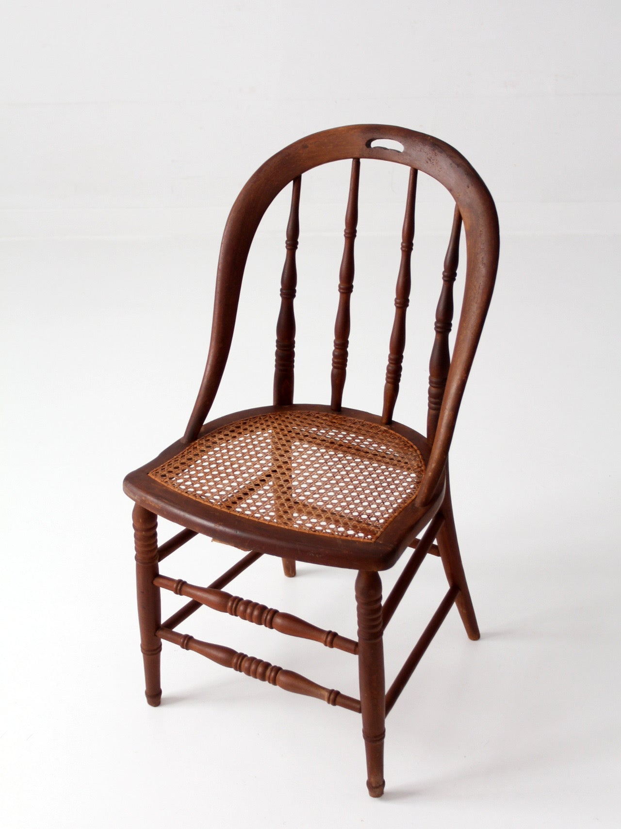 antique Windsor bow back chair with cane seat
