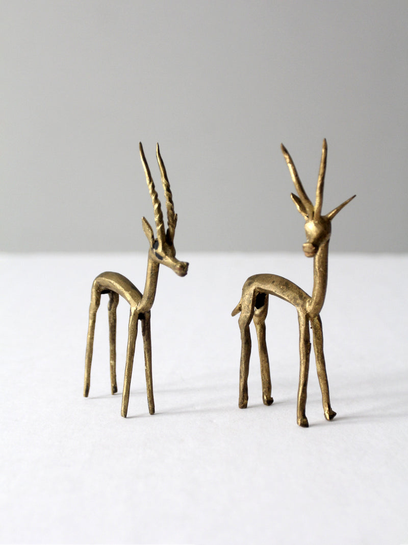 mid century brass gazelles pair