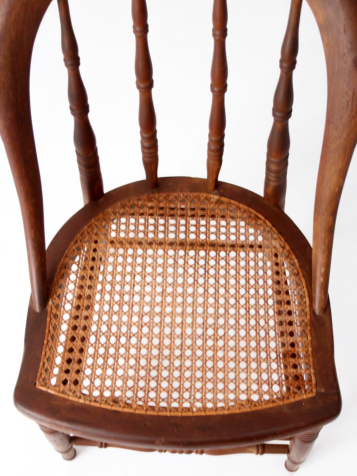 antique Windsor bow back chair with cane seat