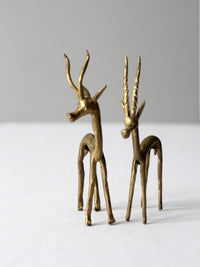 mid century brass gazelles pair