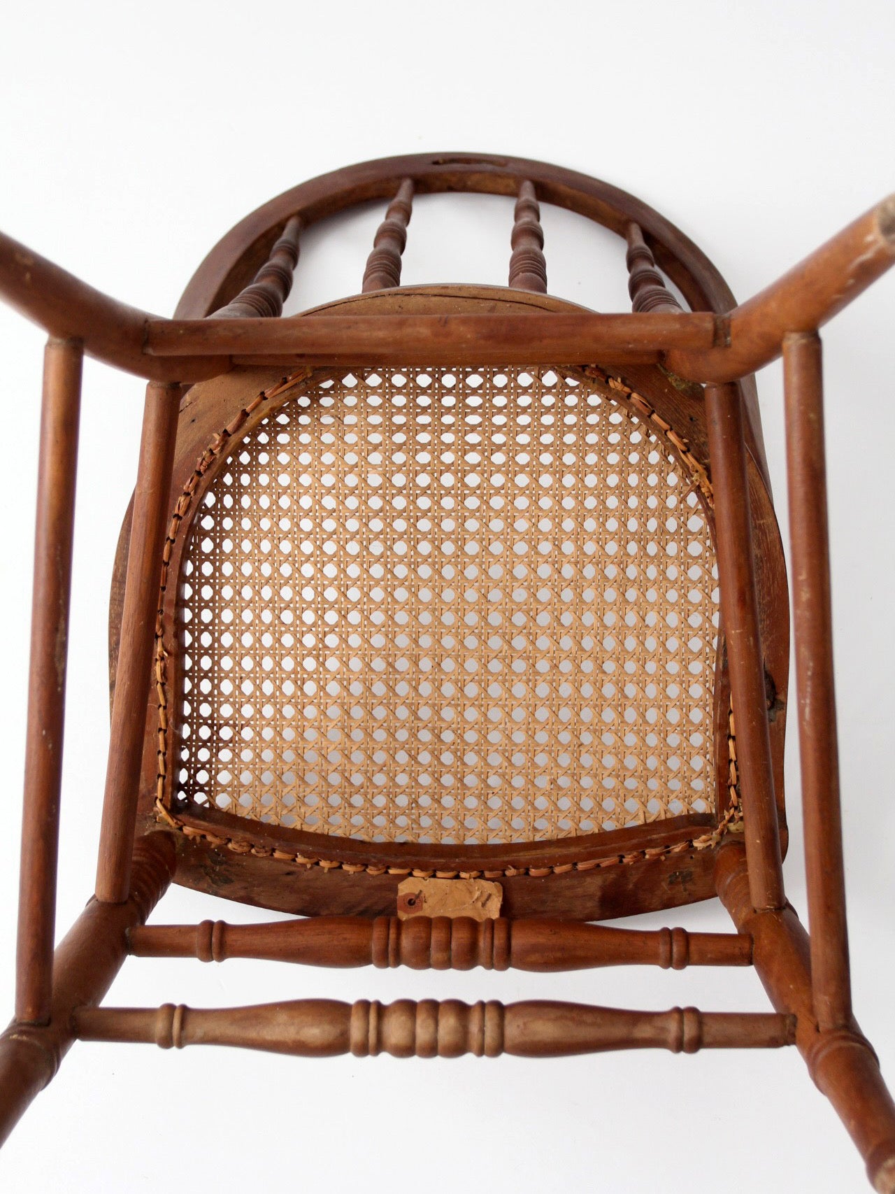 antique Windsor bow back chair with cane seat