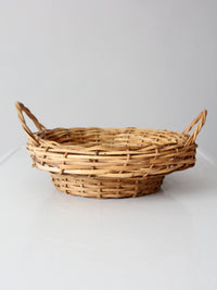 vintage round wicker basket with handles