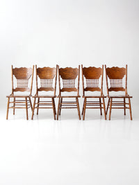 vintage oak dining chairs | set of 5