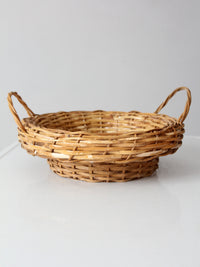 vintage round wicker basket with handles
