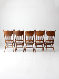 vintage oak dining chairs | set of 5