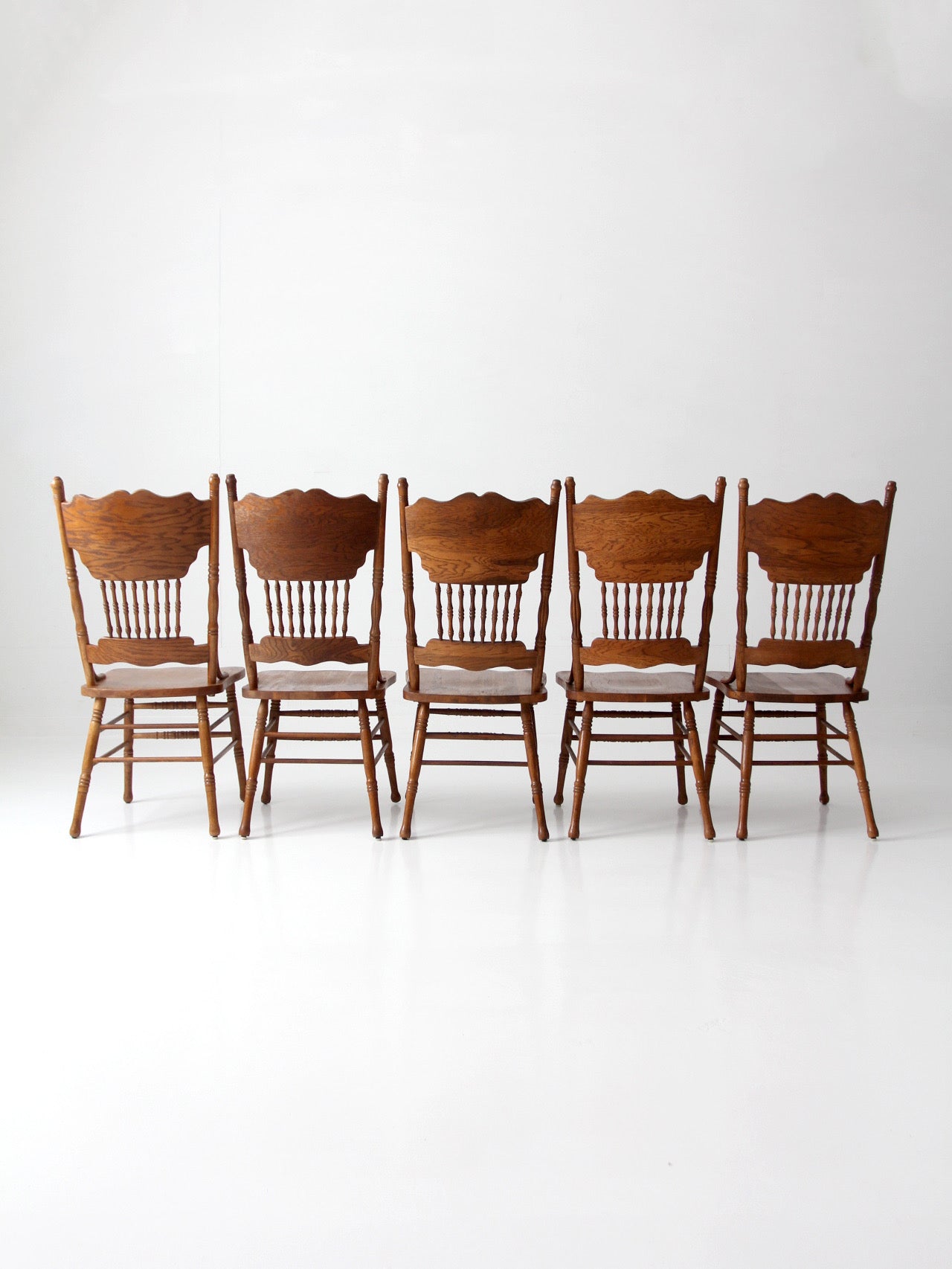 vintage oak dining chairs | set of 5