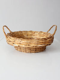 vintage round wicker basket with handles