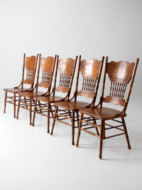 vintage oak dining chairs | set of 5