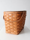 large vintage splint weave picnic basket