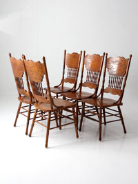 vintage oak dining chairs | set of 5