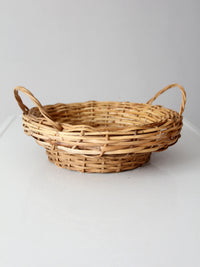 vintage round wicker basket with handles