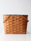 large vintage splint weave picnic basket