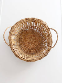 vintage round wicker basket with handles