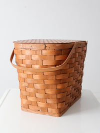 large vintage splint weave picnic basket