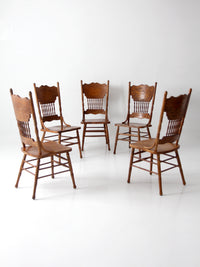 vintage oak dining chairs | set of 5