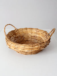 vintage round wicker basket with handles