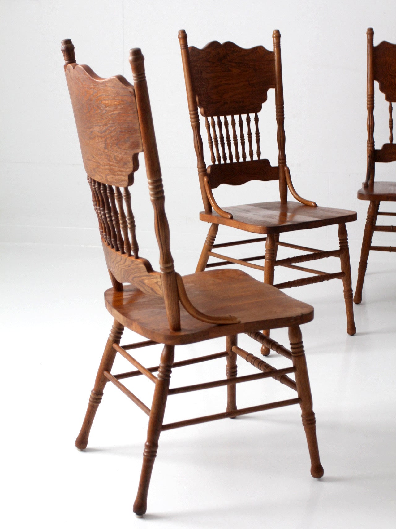 vintage oak dining chairs | set of 5