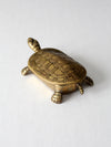 mid-century figurative brass turtle box
