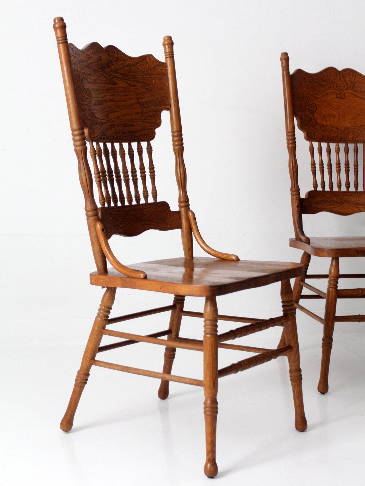 vintage oak dining chairs | set of 5