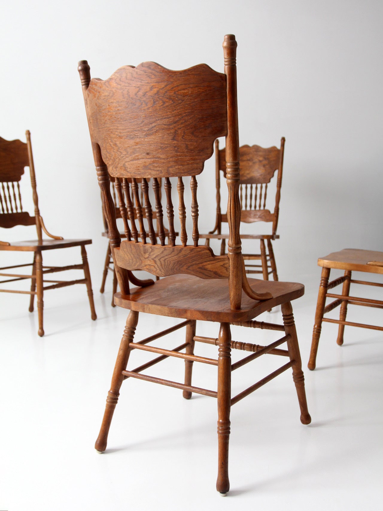 vintage oak dining chairs | set of 5