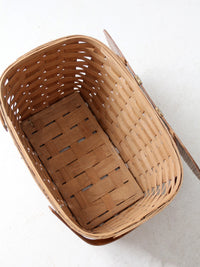 large vintage splint weave picnic basket
