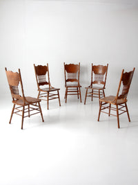 vintage oak dining chairs | set of 5