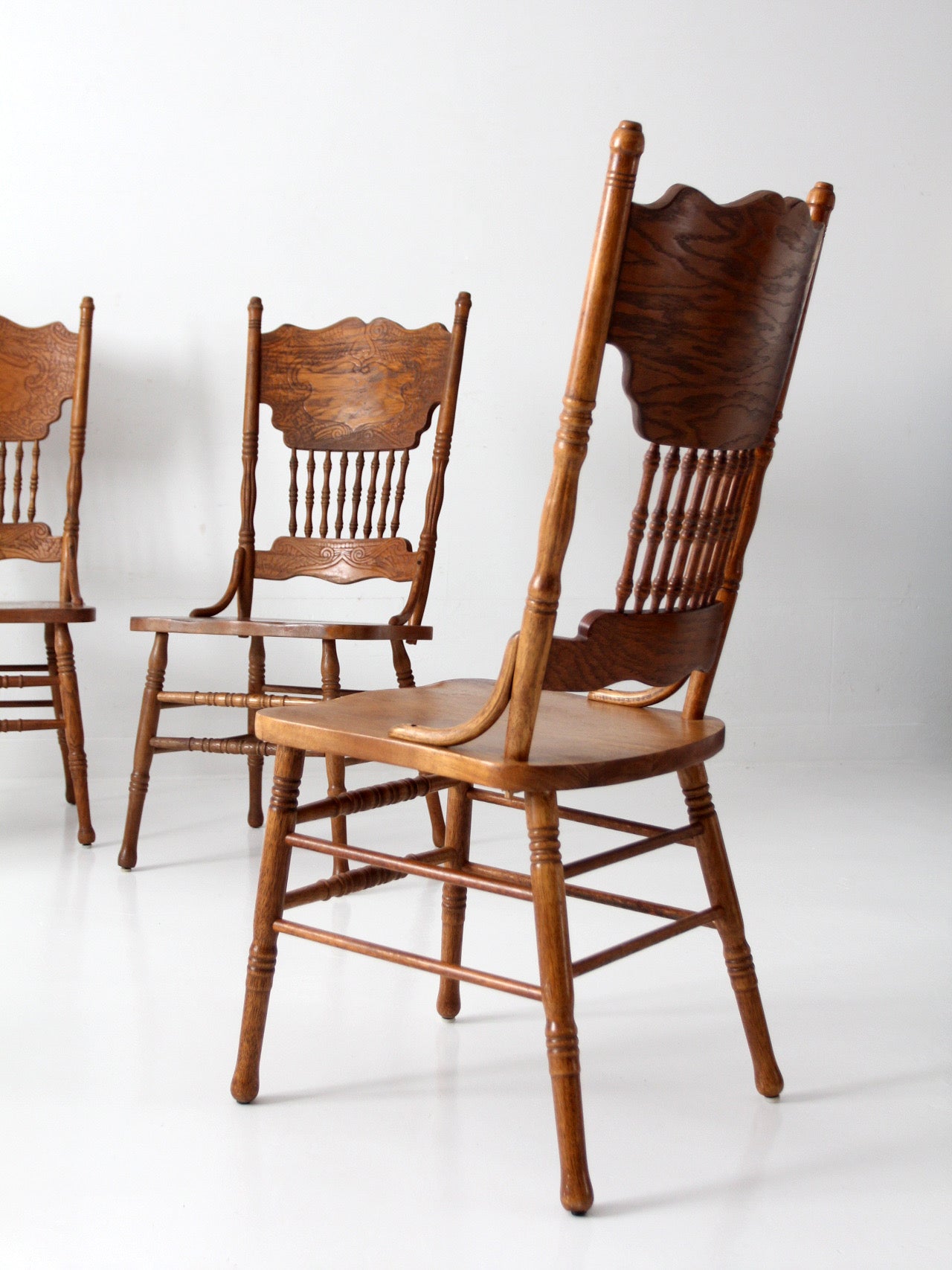 vintage oak dining chairs | set of 5
