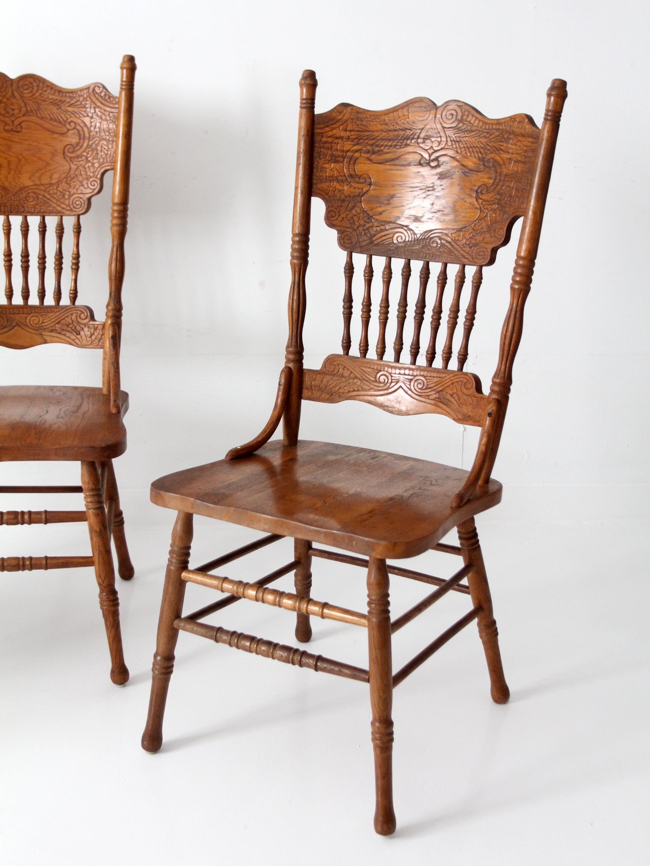 vintage oak dining chairs | set of 5