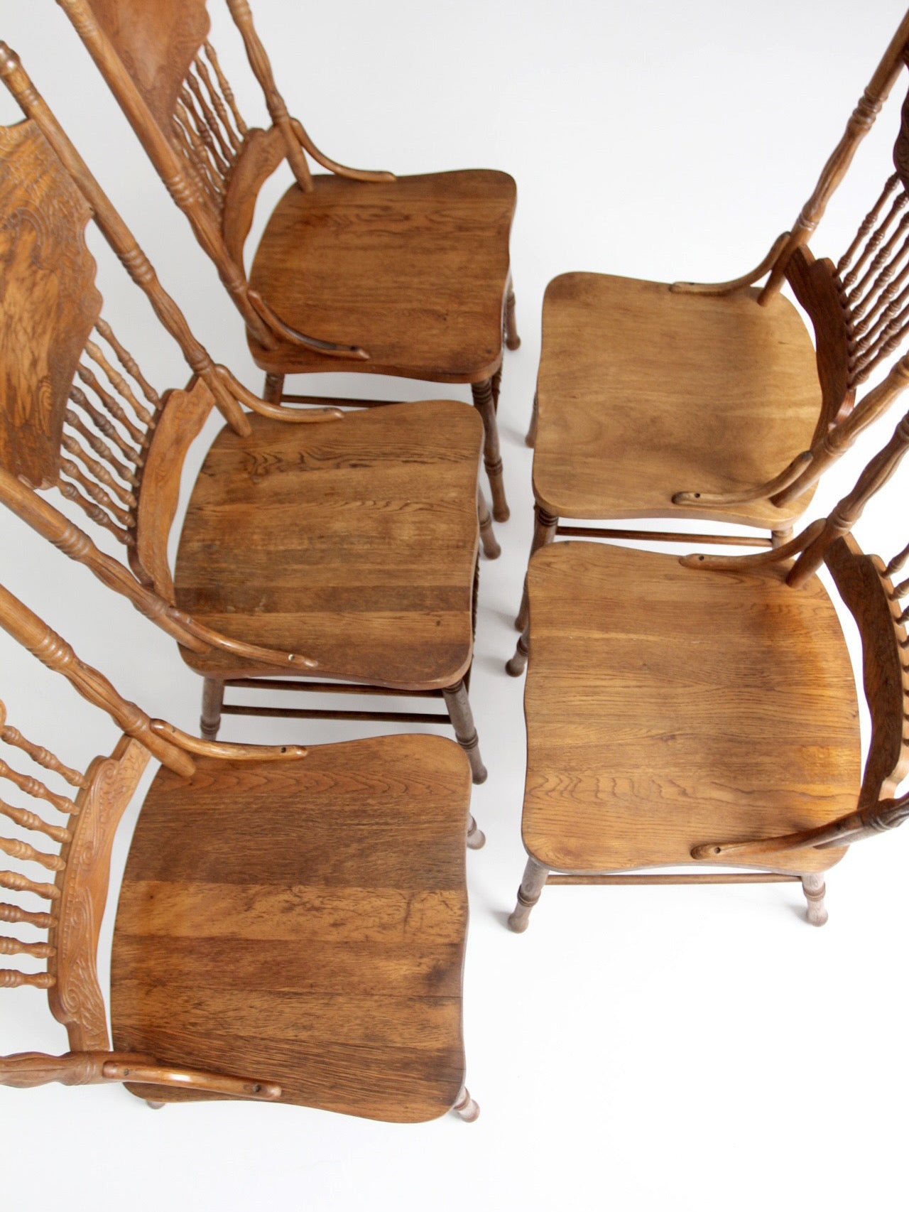 vintage oak dining chairs | set of 5