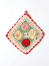 vintage floral crotchet pot holder