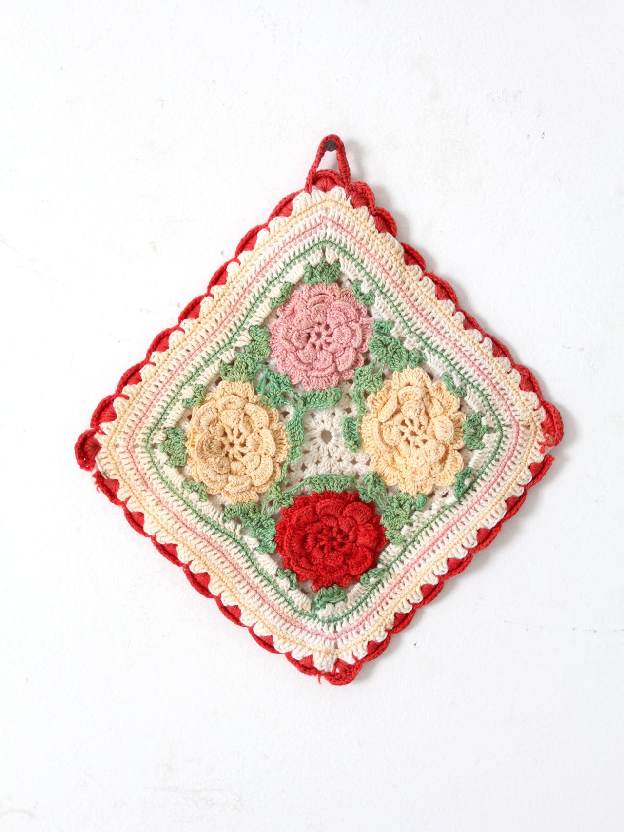 vintage floral crotchet pot holder