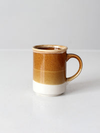 vintage 1970s brown tan and cream ceramic coffee mug