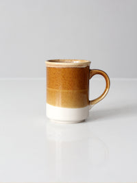 vintage 1970s brown tan and cream ceramic coffee mug