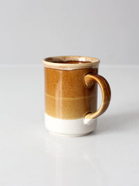 vintage 1970s brown tan and cream ceramic coffee mug