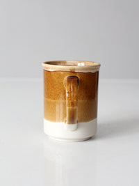 vintage 1970s brown tan and cream ceramic coffee mug